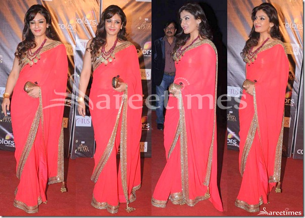 Raveena_Tandon_Pink_Georgette_Saree(1)
