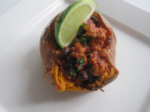 Katie's Chili Topped Sweet Potatoes