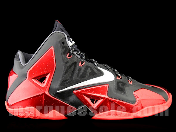 Detailed Look at Nike LeBron XI 11 Black and Red 8220Heat8221
