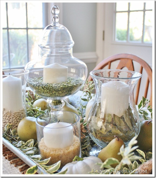 Centerpiece Vase Filler Ideas : Pear pumpkin autumn centerpiece