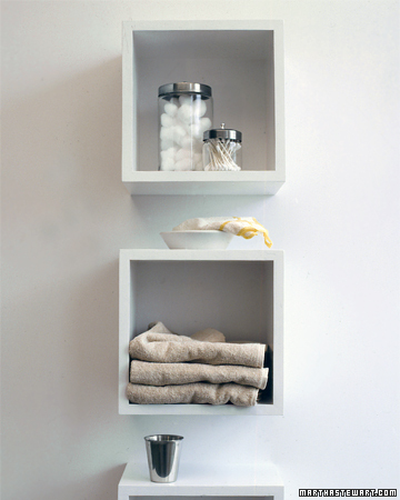 Having a few every day toiletries in sight in your guests' bathroom will help them come time to shower and get dressed. I love these stacked cubes used as shelves and the clear jars are perfect for cotton balls and swabs. Having a few every day toiletries in sight in your guests' bathroom will help them come time to shower and get dressed. I love these stacked cubes used as shelves and the clear jars are perfect for cotton balls and swabs.