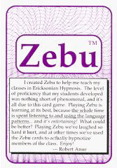 Cover of Robert Anue's Book Zebu Erickson Hypnosis Game Manual