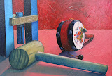 Hamertje tik - 24 x 30 cm - olieverf op paneel