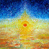 SPRZEDANY: Słoneczna łąka - Mantykora. Akryl na płótnie; wymiary: 50x45cm.