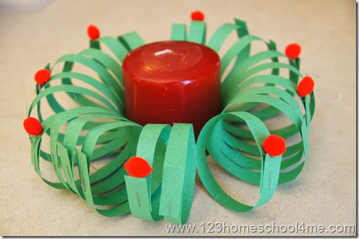 attached pom poms for decoration and set a candle in the middle attached pom poms for decoration and set a candle in the middle