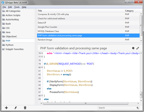 QSnipps Beta 1.8.3 - Windows