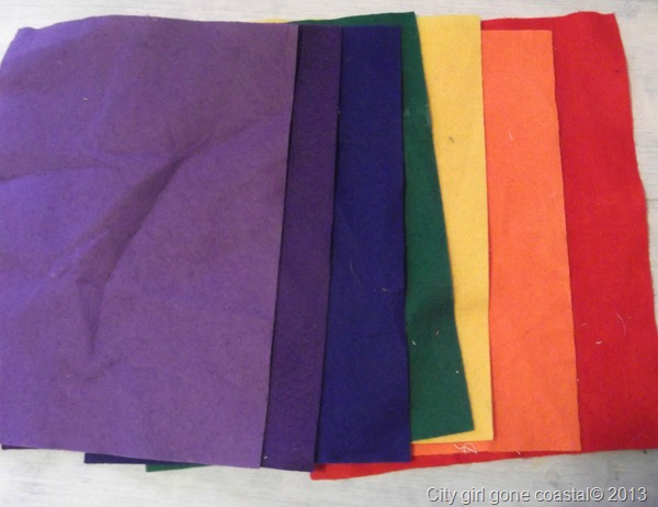 rainbow coloured sheets of felt