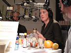 On the air, our three barkeeps were surrounded by fruits, liquors, and sodas.