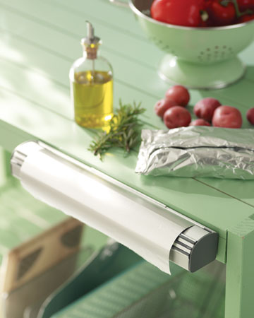 No more fumbling for the foil. Mount a dispenser to the counter's edge for easy access. No more fumbling for the foil. Mount a dispenser to the counter's edge for easy access.