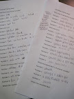 Tasting sheets.