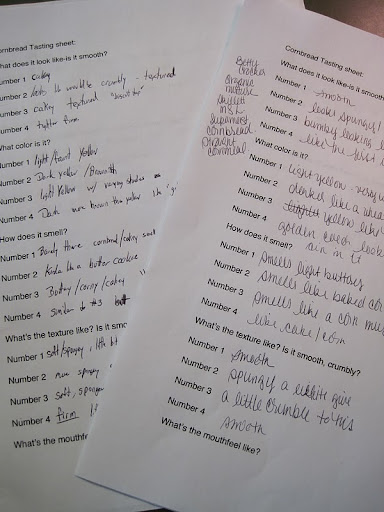 Tasting sheets.