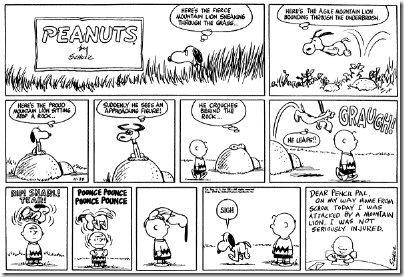 Peanuts 1959-11-29 - Snoopy as a mountain lion