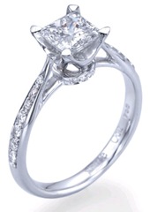 Silver - tudor crown - Radiant cut engagement rings