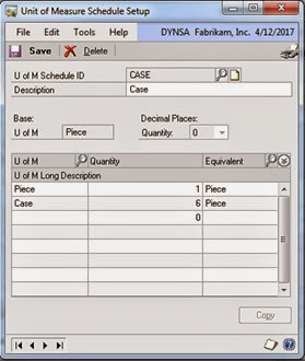 Unit of Measurement Setup