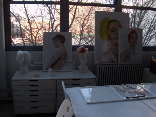 Here, Jennifer's beautiful studio. I love the windows!