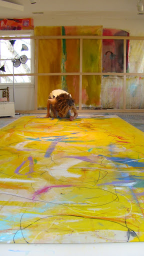 Here Booth is shown finishing her monolithic 