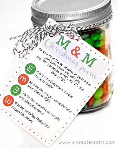 M&M Christmas Poem Free Printable