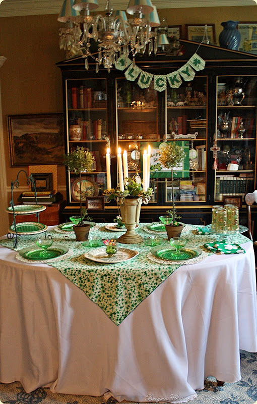 St. Patrick's Tablescape-Bargain Decorating with Laurie