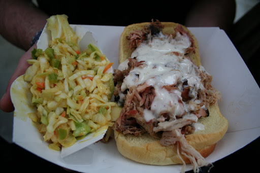 Pulled Pork Shoulder and Cole Slaw from Chris Lilly of Big Bob Gibson Bar-B-Q in Decatur, AL (Notice their signature white BBQ sauce, which is usually meant for chicken but tastes good on pork, too!)