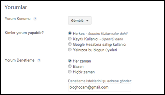 yorum ayarları yorum ayarları