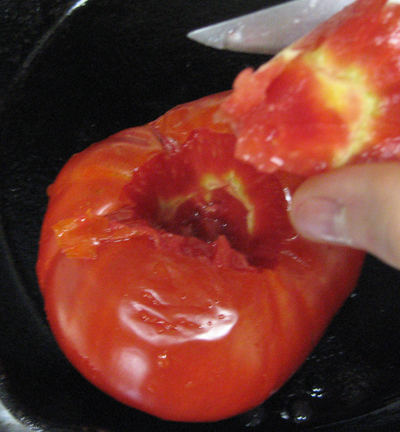 I cored the tomatoes before cooking.