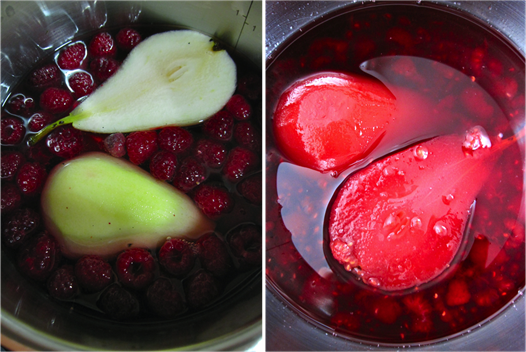 raspberry poached pears bis