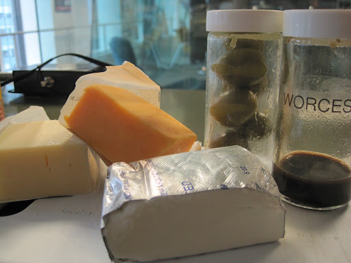 Extra-sharp and seriously sharp cheddar, cream cheese, green Spanish olives, and Worcestershire. Pimento cheese, here we come. Extra-sharp and seriously sharp cheddar, cream cheese, green Spanish olives, and Worcestershire. Pimento cheese, here we come.