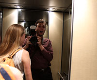 Bronwen & Ned in the lift at Bronwen’s work