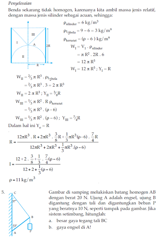 Contoh Soal Kesetimbangan Benda Tegar dan Pembahasan 3