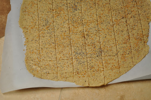 Use a pizza cutter to easily slice the crackers.