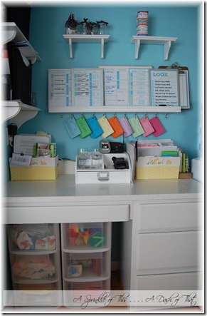 Desk area with plastic storage drawers before {A Sprinkle of This . . . . A Dash of That} Desk area with plastic storage drawers before {A Sprinkle of This . . . . A Dash of That}