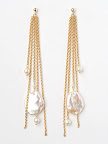 18ct gold with fresh water pearl multi strand earrings on a post and butterfly fitting. Length 7cm. 460.00