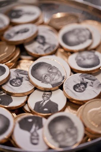 Guests loved these chocolate coins from Groovy Candies with pictures of Mark through the ages on them! Guests loved these chocolate coins from Groovy Candies with pictures of Mark through the ages on them!