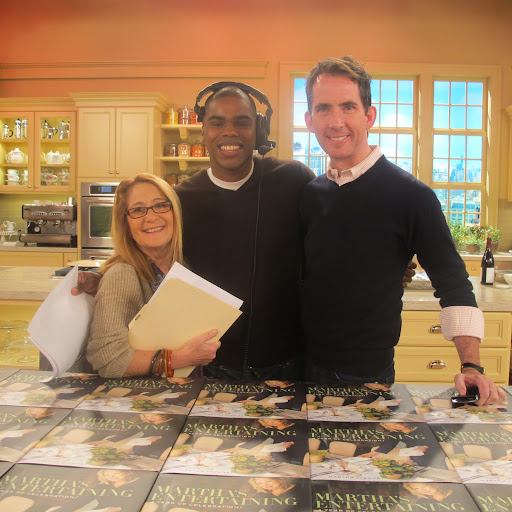 Barbara and Kyle Ramdeen, a Production Coordinator at Martha TV, pose for a minute with me and the new books!