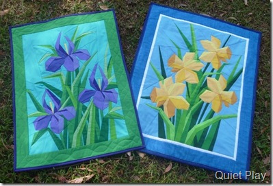 Irises and daffodils paper pieced