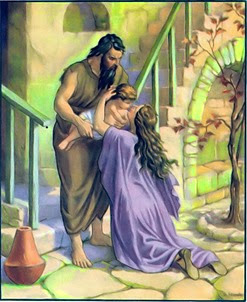 Elijah and the widow, with the boy who was brought back to life. (Image courtesy of lavistachurchofchrist.org. Picture is in the public domain.)