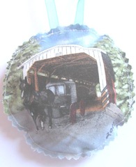 2011 fabric ornament back horse covered bridge