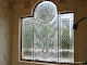 Leaded with beveled glass inside insulated unit in shower in private residence in Los Gatos, CA
