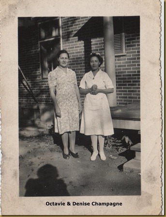 top left Octavie Carriere (l), Denise (r), top right (L to R) Rita, Octavie, Gertrude, Bottom Zephirin and Fred Carriere