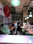 The meat counter, where we spied a suckling pig and whole rabbits