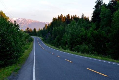 the Cassiar Highway at mile 52 or so at ten pm