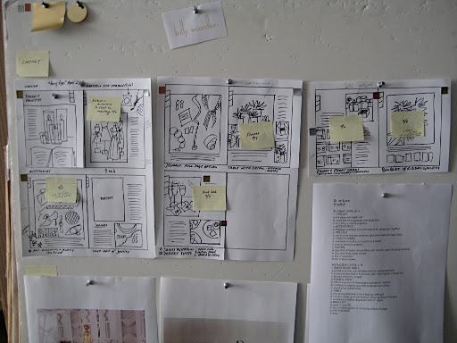 Carolyn, our art director, sketched out the story before our shoot. This helps us choose background colors and keep the pacing of the story.