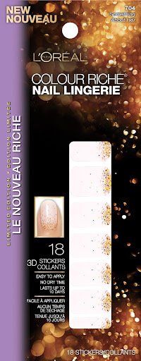 L'Oreal's Colour Riche Nail Lingerie, available this month in three delicate designs, work with any nail polish. Once lacquer is dried, simply stick these on over it.