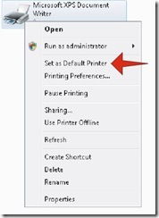 Set as Default Printer Option Primary Printer