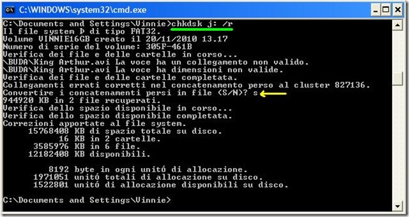 Recupero file da prompt dei comandi da unità di memoria danneggiata Recupero file da prompt dei comandi da unità di memoria danneggiata