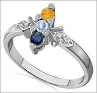 Diamond Accent Ring With Lab Created Sapphire, Lab Created Aquamarine, Lab Created Citrine