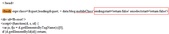 Disable Mouse Dragging Blogger