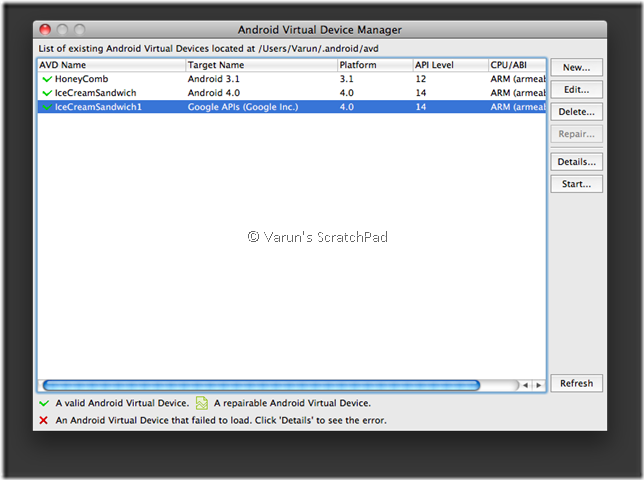 Android 4.0 SDK - Virtual Devices