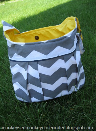 gray and white chevron with navy trim