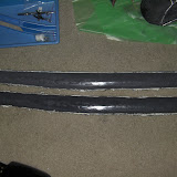 A pair of scabbards for Ryo.<br />
Still need to clean up the edges.